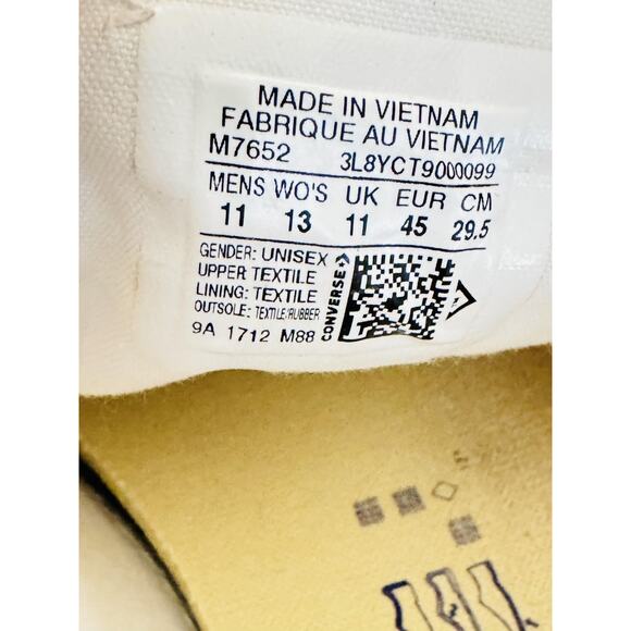 Converse Shoes Mens 11 White Canvas Chuck Taylor All Star Low Top Casual Sneaker - Picture 11 of 12